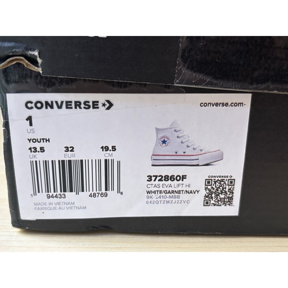 New Converse White Chuck Taylor All Star EVA Platform Youth Size 1 Retail $55 - Picture 7 of 16